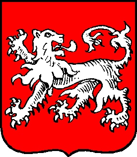 Gules, a lion passant reguardant argent