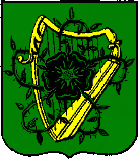 Vert, a harp or entwined with a rose sable