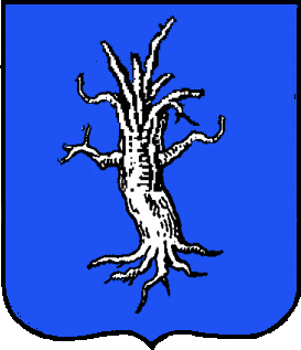 Azure, an oak tree blasted and eradicated argent.